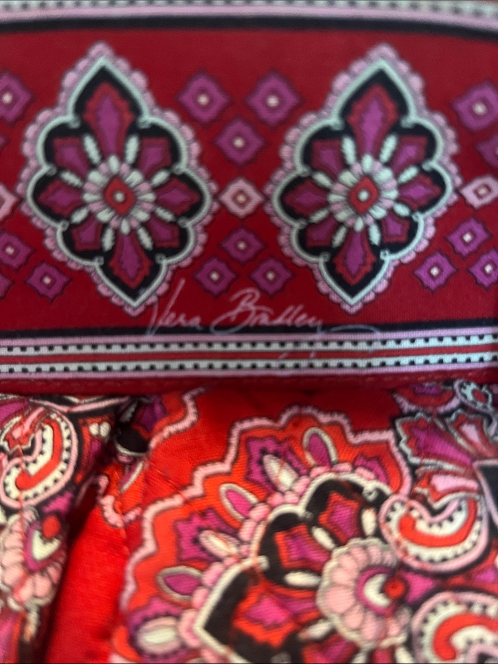Vera Bradley Red Quilted Printed Tote - Picture 2 of 5